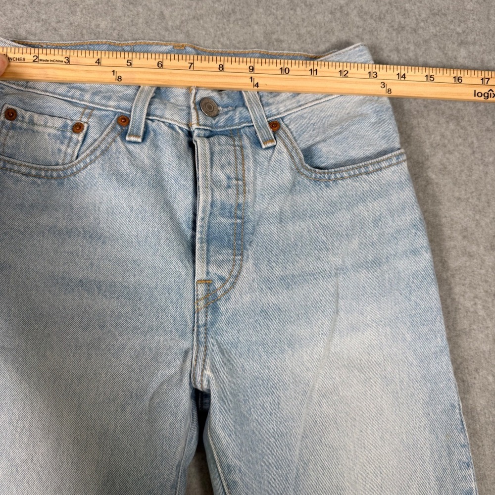 Levis 501 Original Fit Light Wash Distressed Straight Leg Jeans W24 L30 150th - Picture 5 of 11